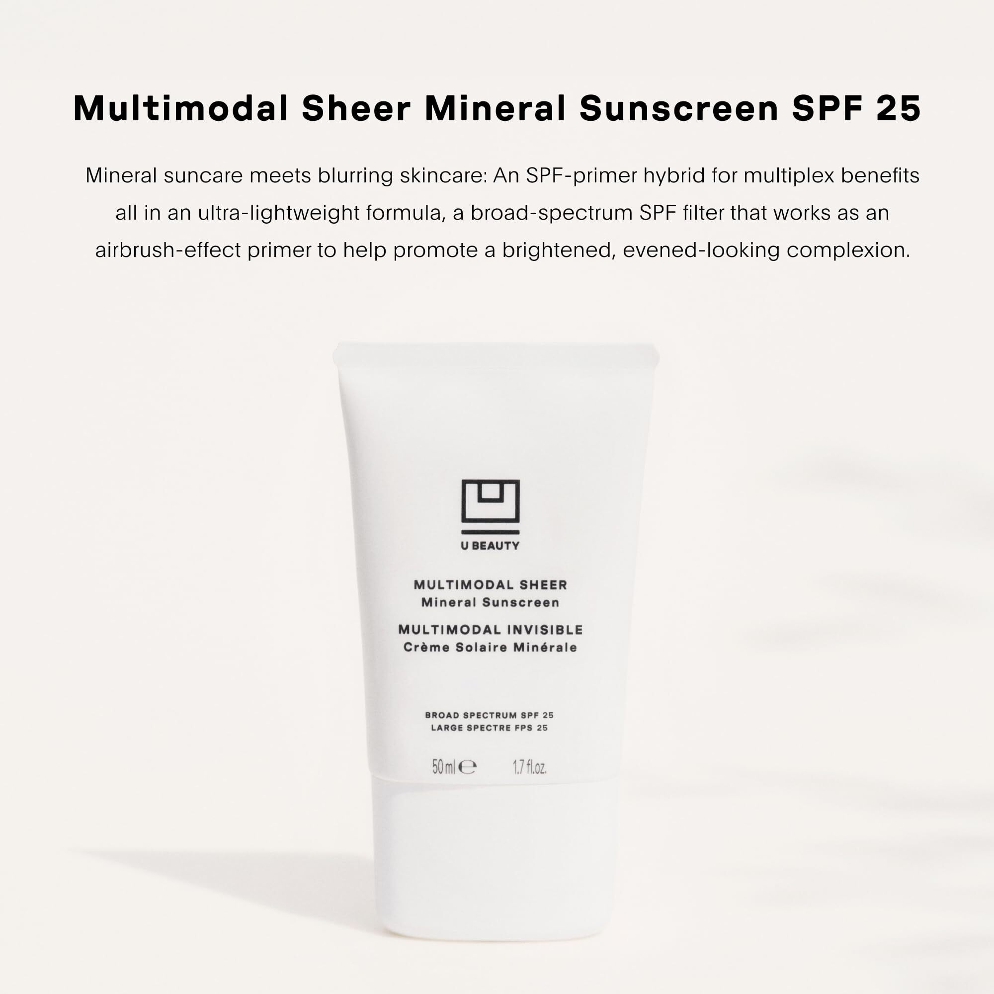 U Beauty Multimodal Sheer Facial Mineral Sunscreen Spf 25 With Non-Nano Zinc Oxide Spf Filter, Plus Clary Sage And Pongamia Pinnata Seed Extracts For Brighter-Looking Skin With An Airbrush Finish