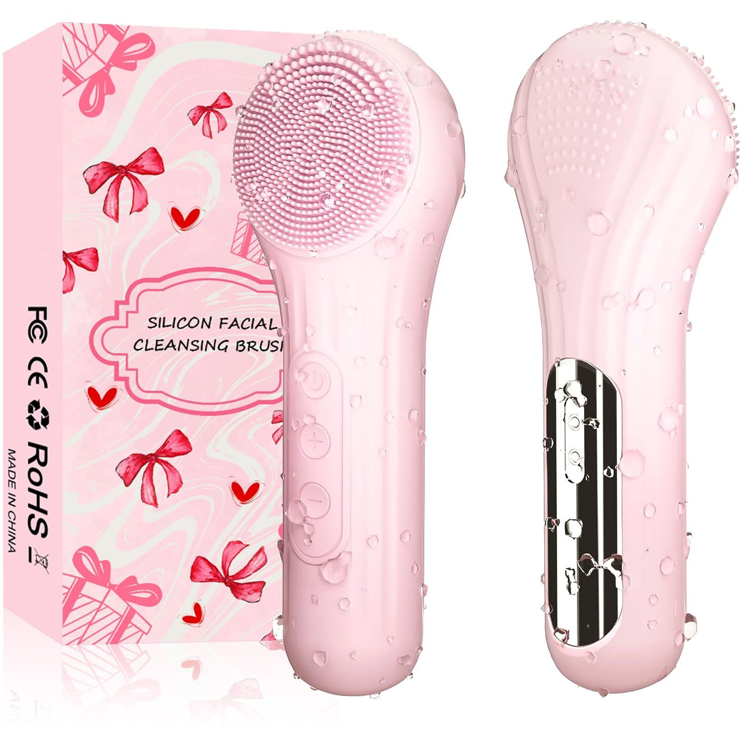 Silicone Face Scrubber, Waterproof Electric Facial Cleansing Brush For Men & Women, Rechargeable Face Scrubber With 5 Modes For Deep Cleansing, Exfoliating, Massage (Pink)