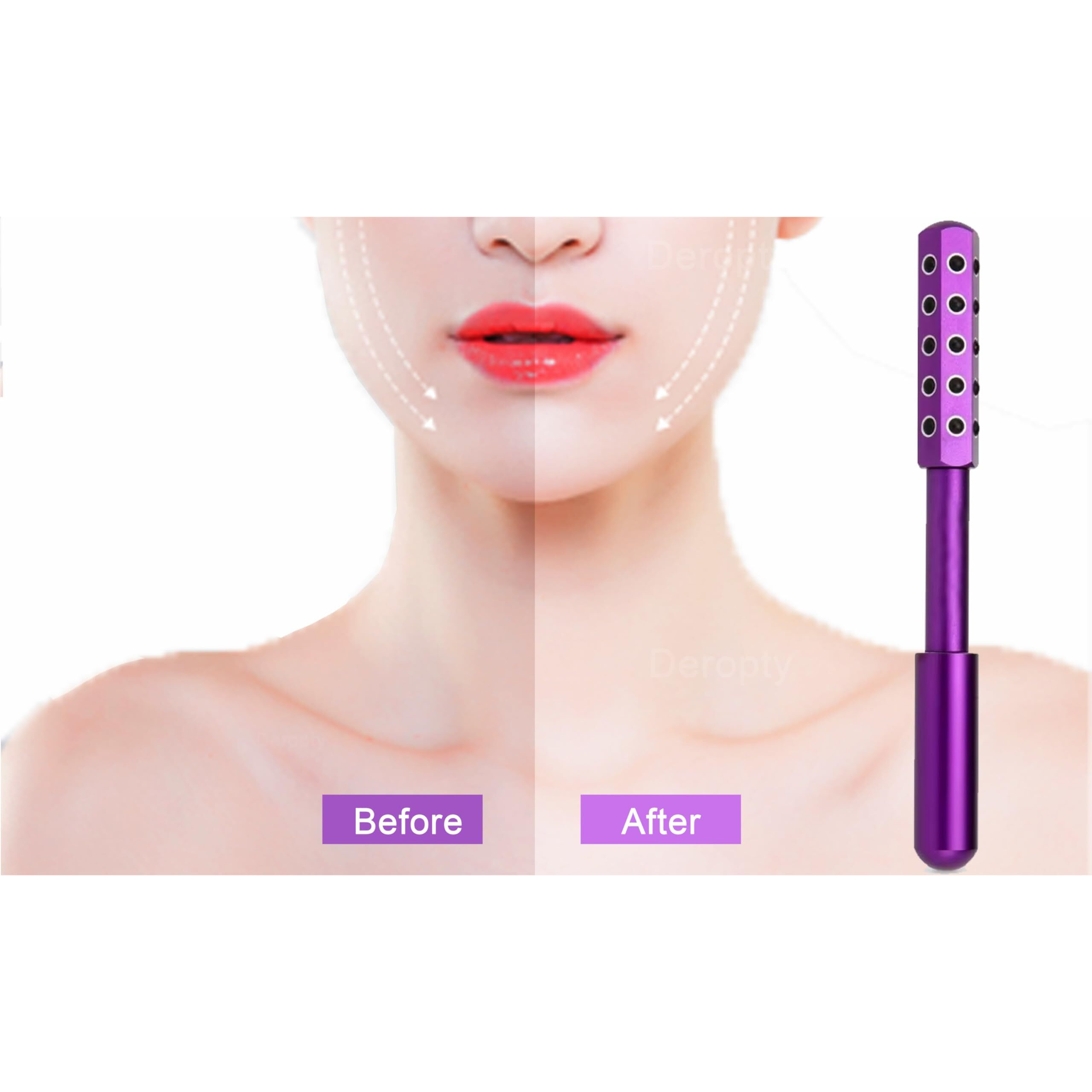Deropty Beauty Massage Roller, Facial Massage Tool, 30 Germanium Stone Uplifting Face ,Uplifting Face Massager Roller (Purple)