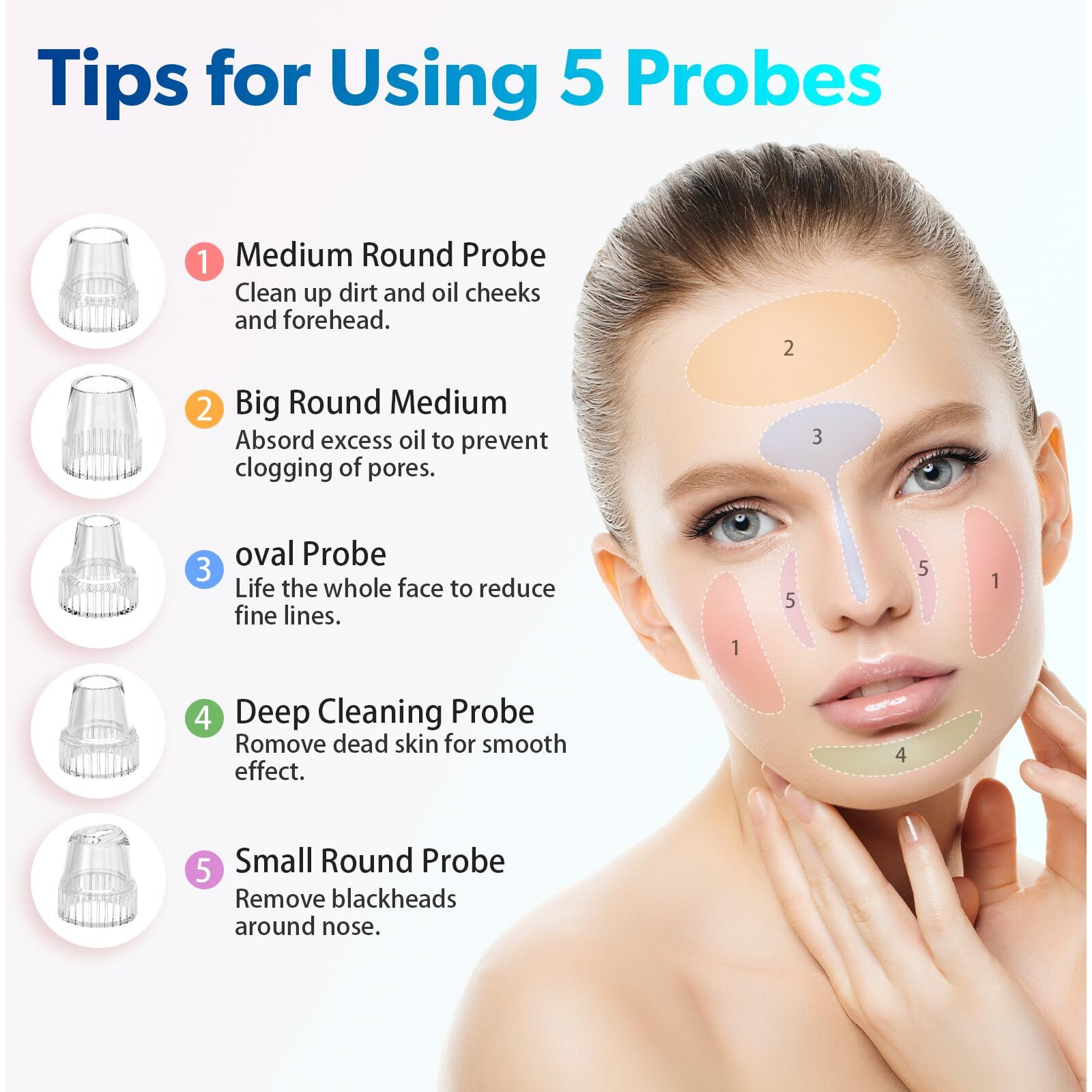 Blackhead Remover Pore Vacuum Upgraded Facial Pore Cleaner Electric Comedone Whitehead Extractor Tool-5 Suction Power,5 Probes,Usb Rechargeable