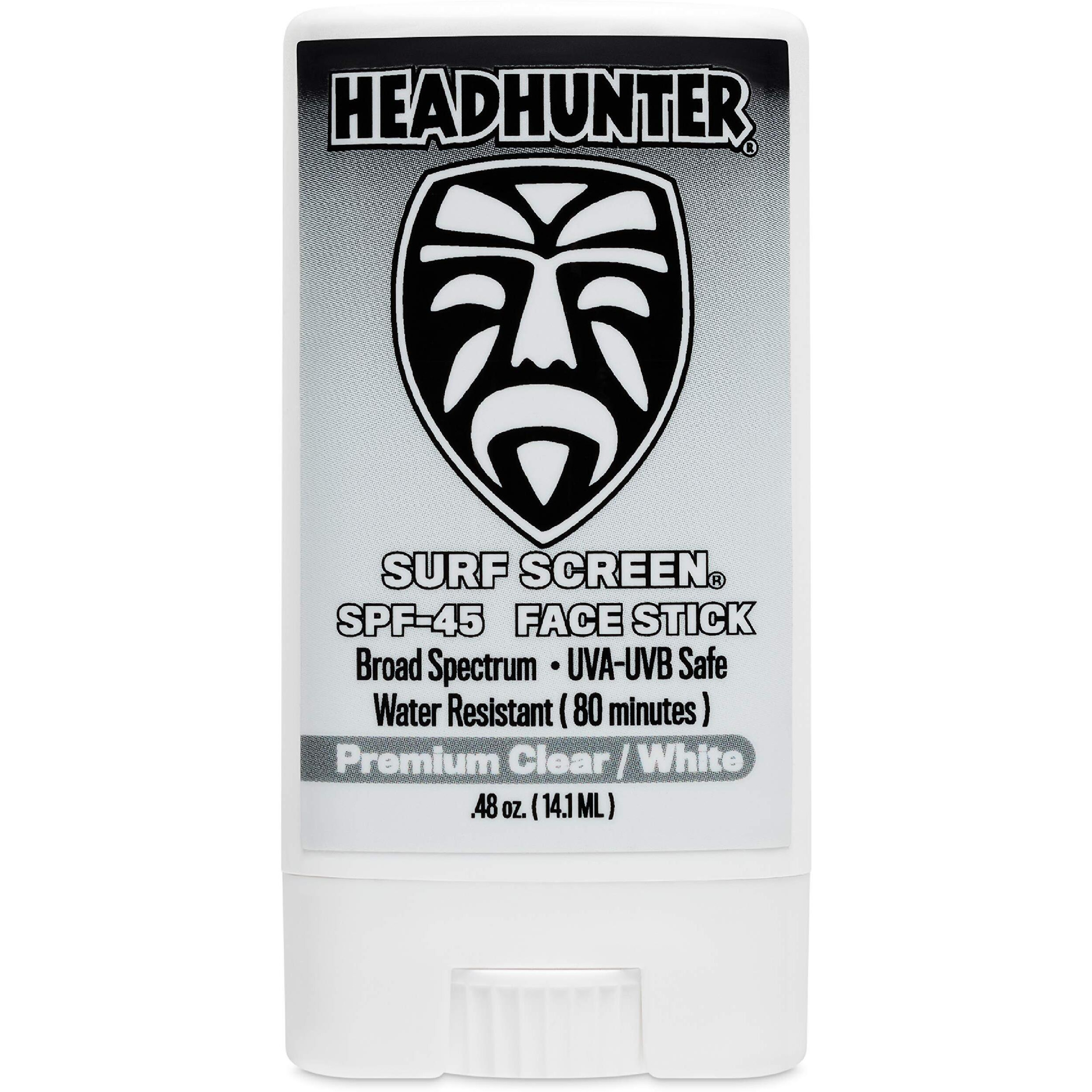 Headhunter Sunscreen Face Stick Spf 45, Waterproof Surf Sunblock For Waterman, Water-Resistant Facial Sunscreen For Ultra-Sport Protection And Solar Defense (80 Min), Clear White (1 Pack)