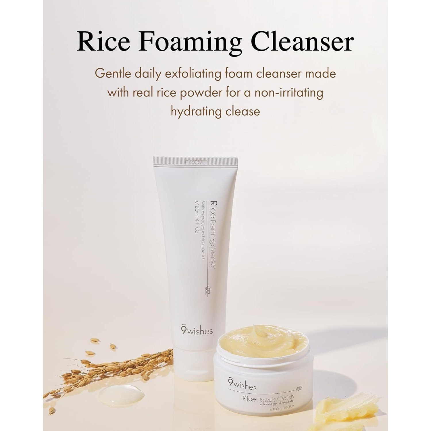 9 Wishes Rice Foaming Cleanser (5.07 Fl. Oz.) - Gentle Facial Cleanser For Sebum Control And Blackhead Removal With Rice Water And Plant-Based Ingredients For A Radiant Complexion