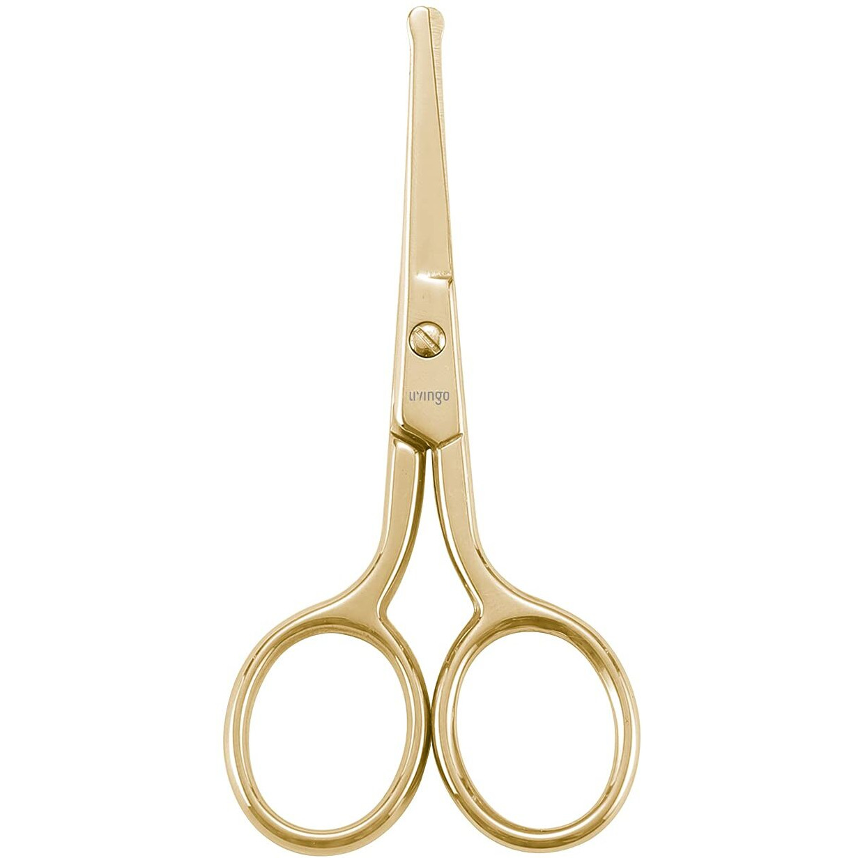 Livingo Professional Nose Hair Scissors, Multi-Purpose Stainless Steel Rounded Tip Straight Blade, Facial Hair Beard Eyebrows Ear Trimming Beauty Grooming Tool For Men & Women, 3.5    Gold