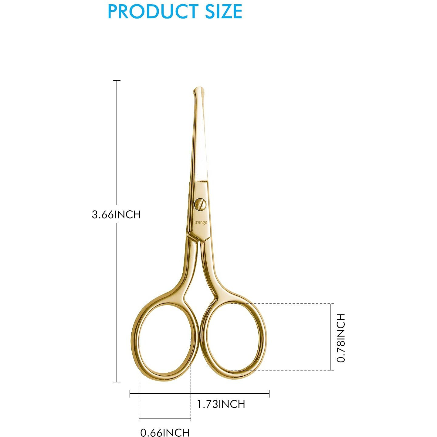 Livingo Professional Nose Hair Scissors, Multi-Purpose Stainless Steel Rounded Tip Straight Blade, Facial Hair Beard Eyebrows Ear Trimming Beauty Grooming Tool For Men & Women, 3.5    Gold
