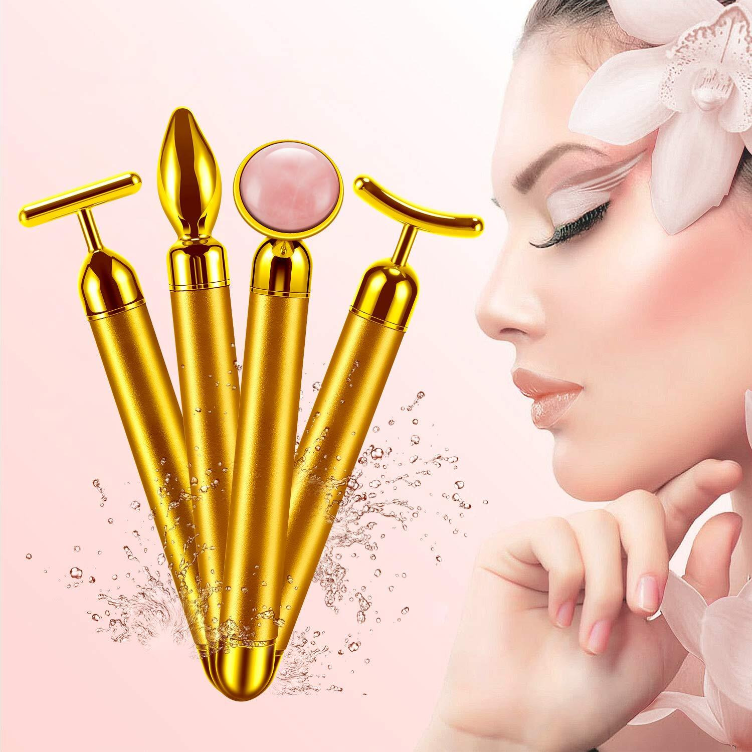 4-In-1 Face Massager Roller 24K Golden Face Roller, Arm Eye Nose Massage For Face Facial Massager Skin Care Tools