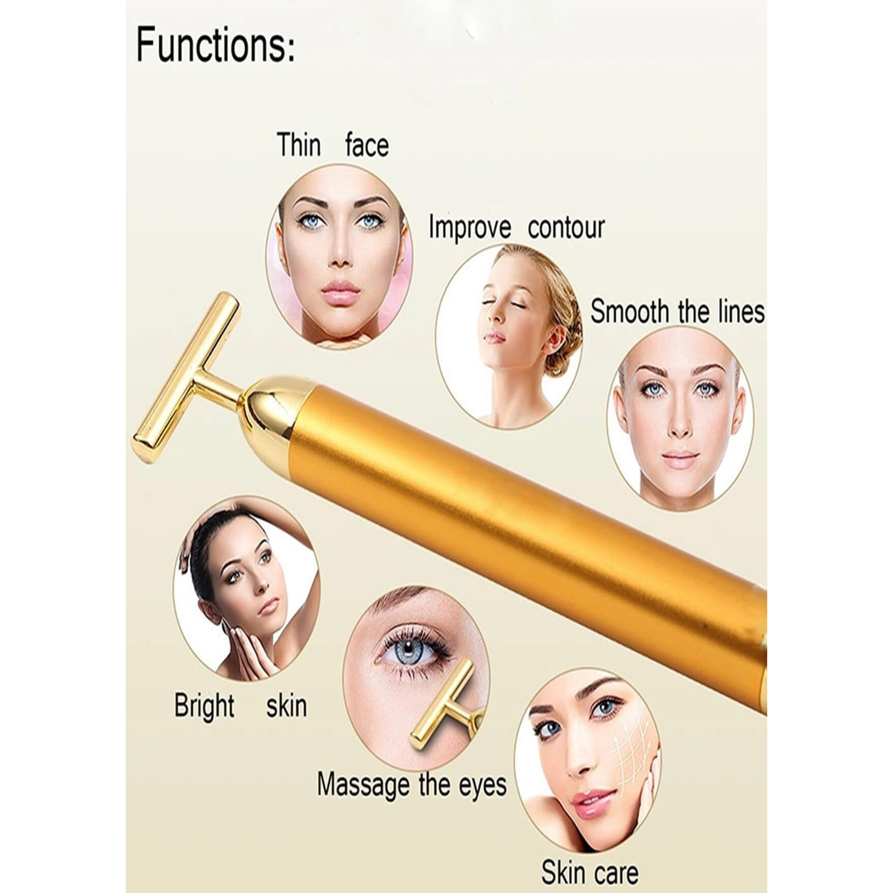 Sixiumie Beauty Bar Gold Face Massager For Skin Care T-Shape Facial Massager Tools Face Lifting
