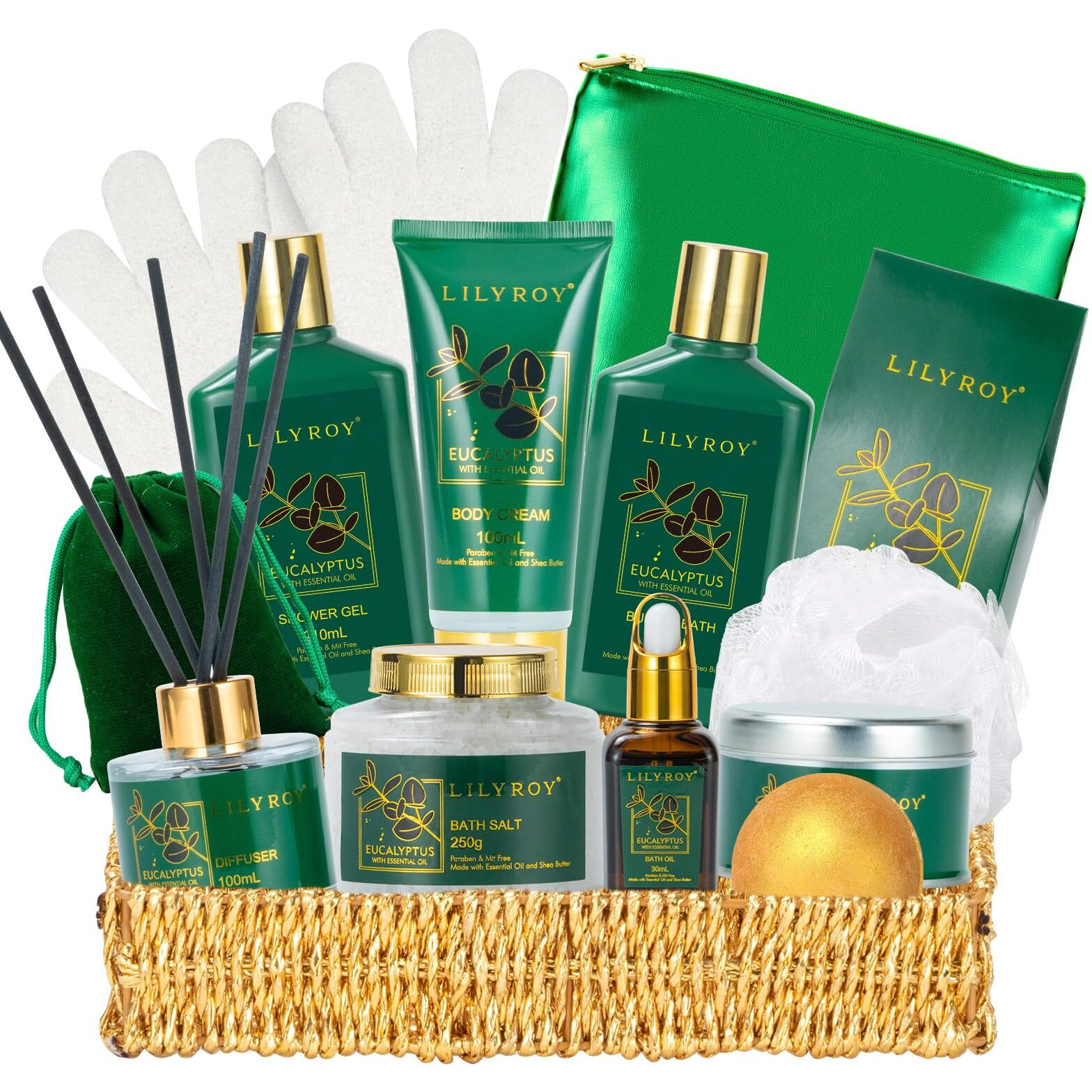 Mothers Day Relaxation Gift Basket - 15-Piece Premium Eucalyptus Bath Gift Set For Women & Men - Spa Kit With Shower Gel Ideal For Birthday, Christmas, Fathers Day, Perfect For Holidays & Self Care