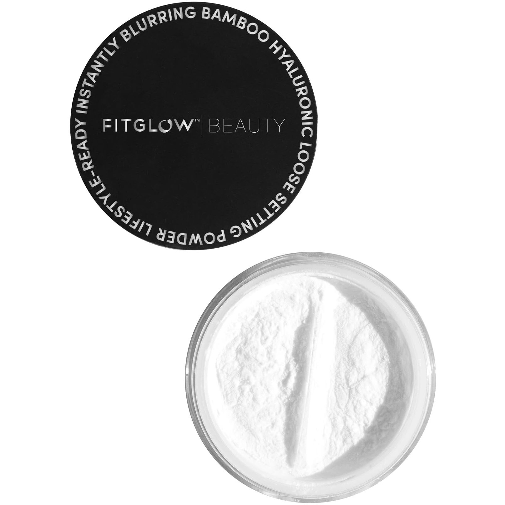 Fitglow Beauty Bamboo Hyaluronic Loose Setting Powder | Translucent Vegan Organic | Weightless Photo Finish | Pore Blurring | Natural Shine & Oil Control Makeup Finishing Powder | .32 Oz / 9G