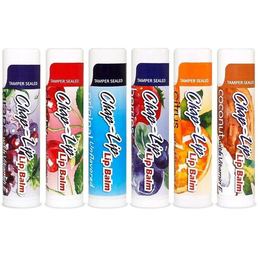 Chap-Lip Vitamin E Lip Balm - Moisturizing Lip Therapy With Coconut Oil In 6 Flavors, 48 Count Holiday Jar