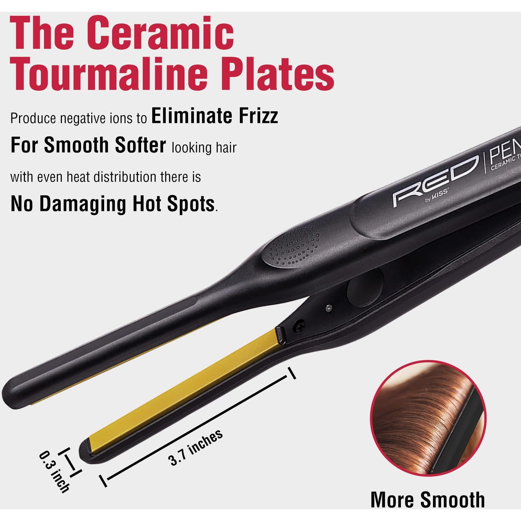 Red By Kiss 3 Pcs Styling Set For Curls, 0.3    Ceramic Tourmaline Pencil Flat Iron, Foaming Mousse With Jamaican Black Castor Oil, Ultra Strong Hair Wrapping Strips For Sleek Styles & Frizz Control