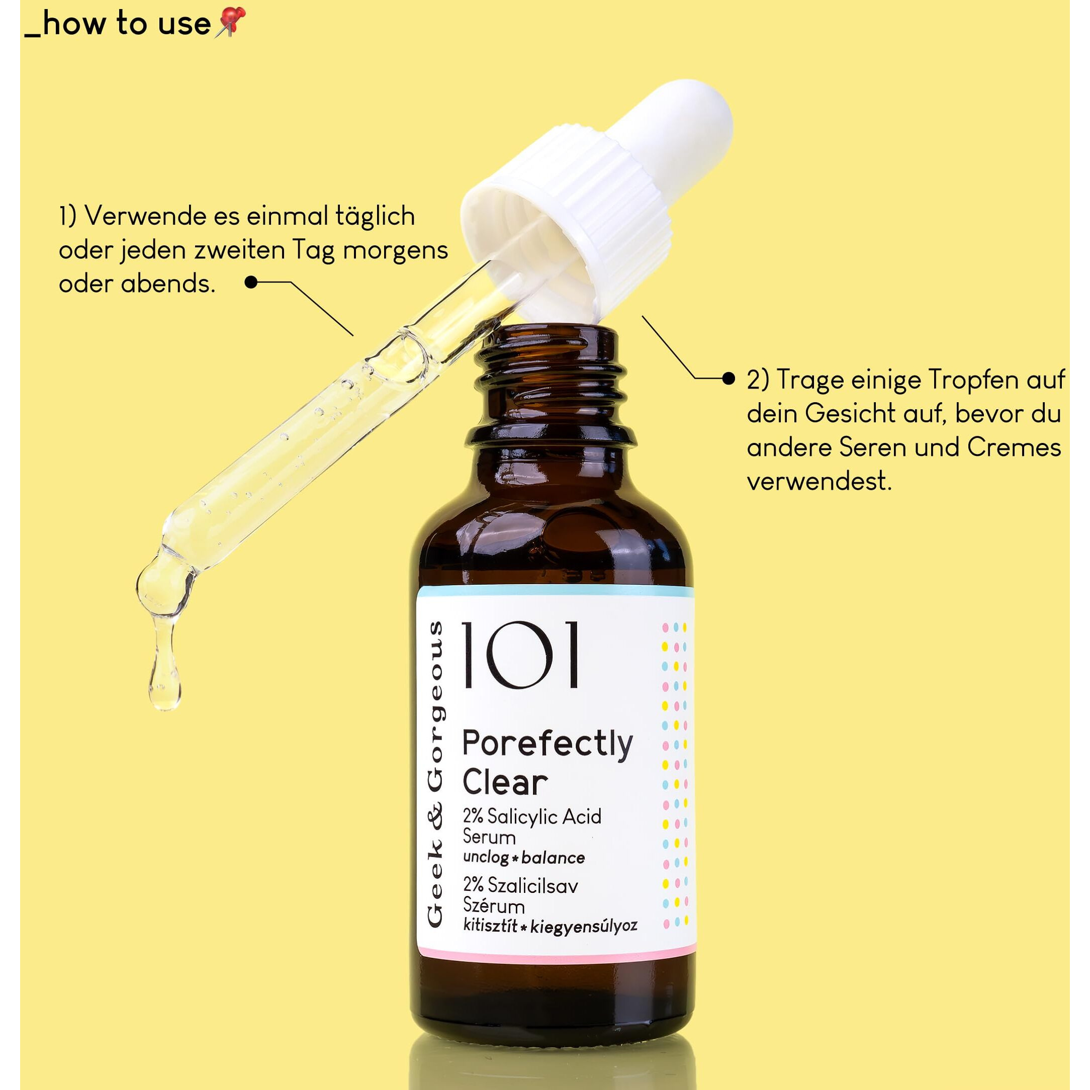 Geek & Gorgeous - Porefectly Clear - Lightweight Gel Exfoliant With 2% Salicylic Acid (Bha) & Sarcosine - Helps Unclog Pores & Reduce Excess Oil - For Oily & Combination Skin - 1 Oz