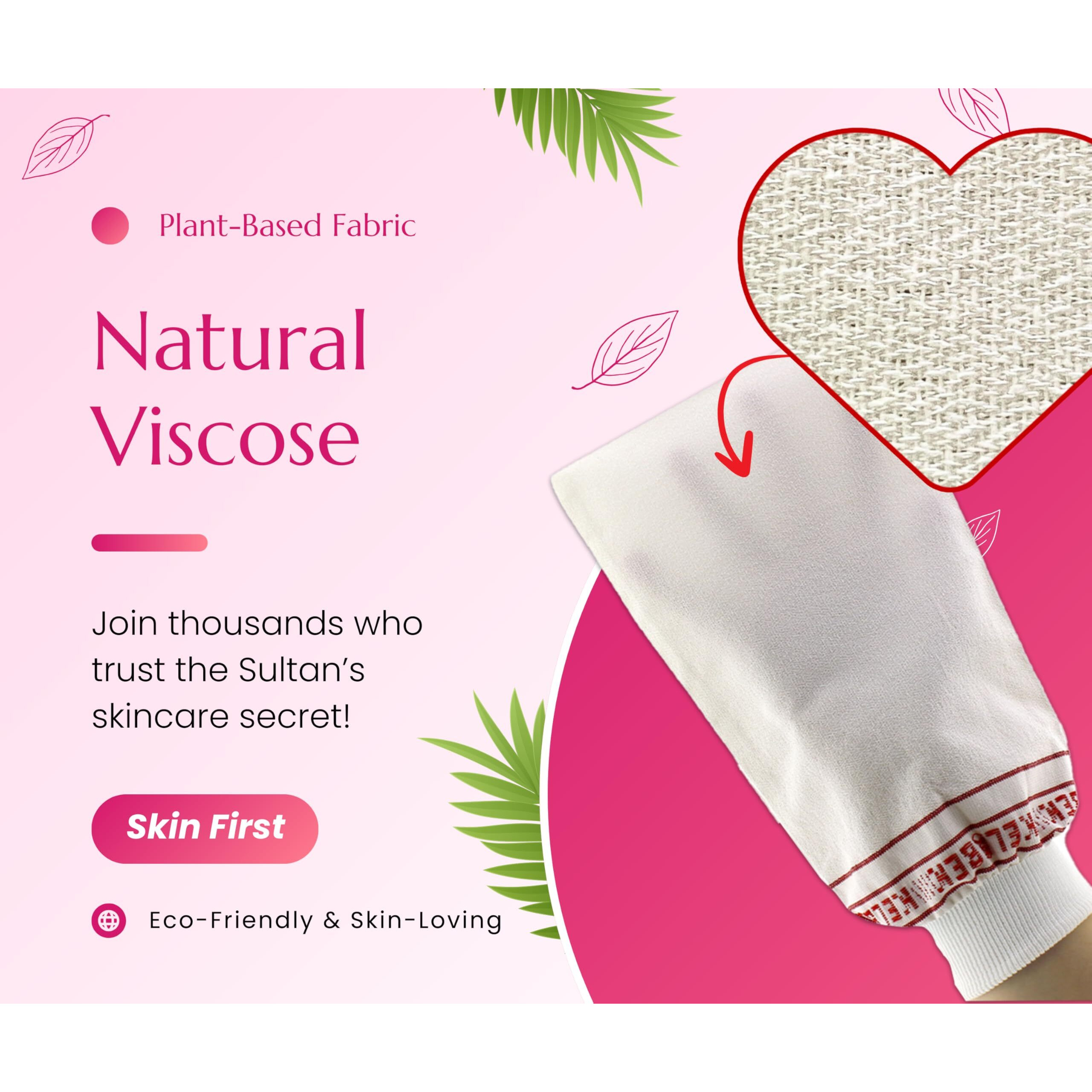 Set Of 2 - Kelebek Premium Exfoliating Mitt | Deep Cleansing Bath Gloves For Women And Man | Natural Turkish Hammam Keesa For Body Scrub & Dead Skin Removal (Medium Texture)
