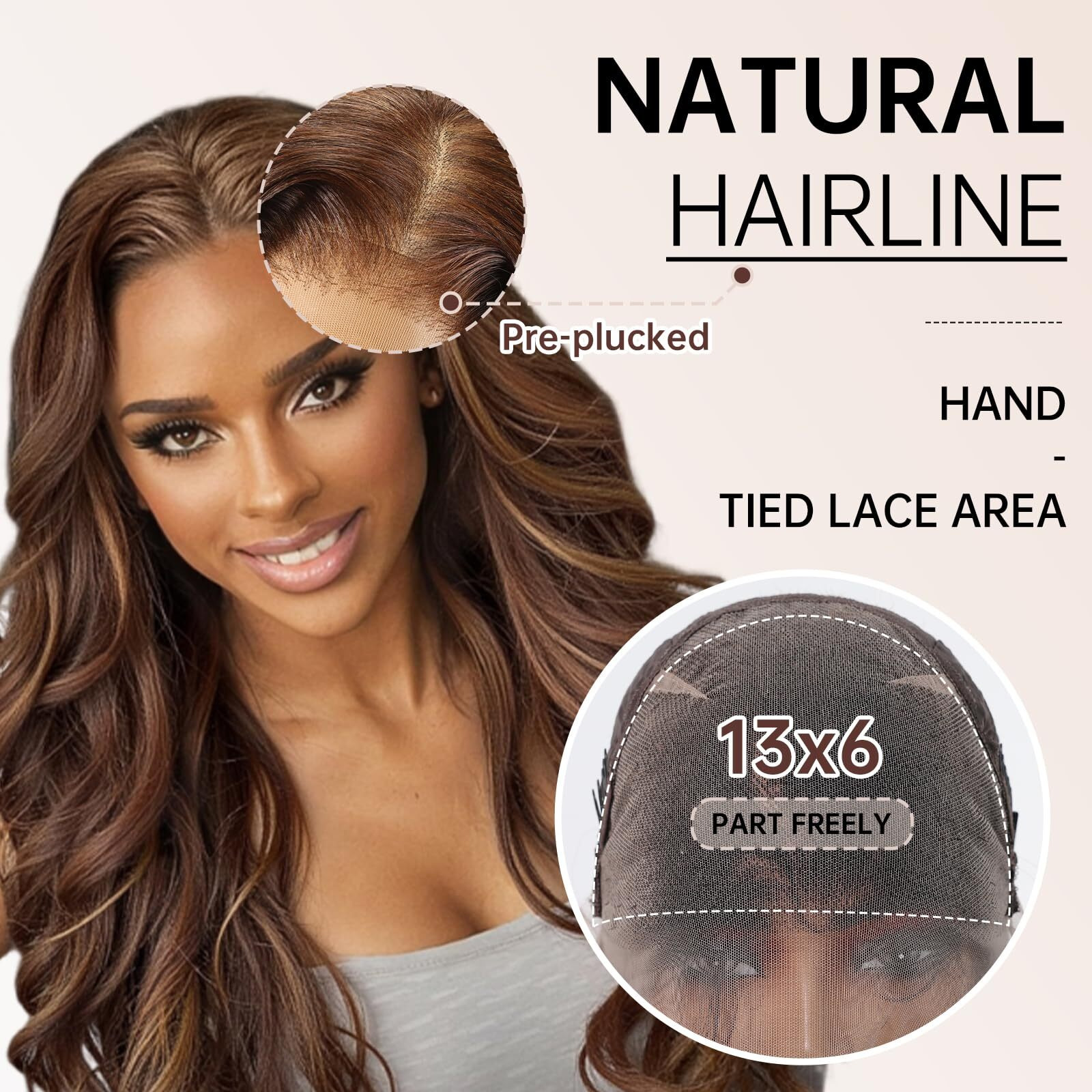 Allbell 13X6 Glueless Hd Lace Wigs,Synthetic Lace Front Wig For Black Women,24Inch Natural Black Body Wave Hair Replacement
