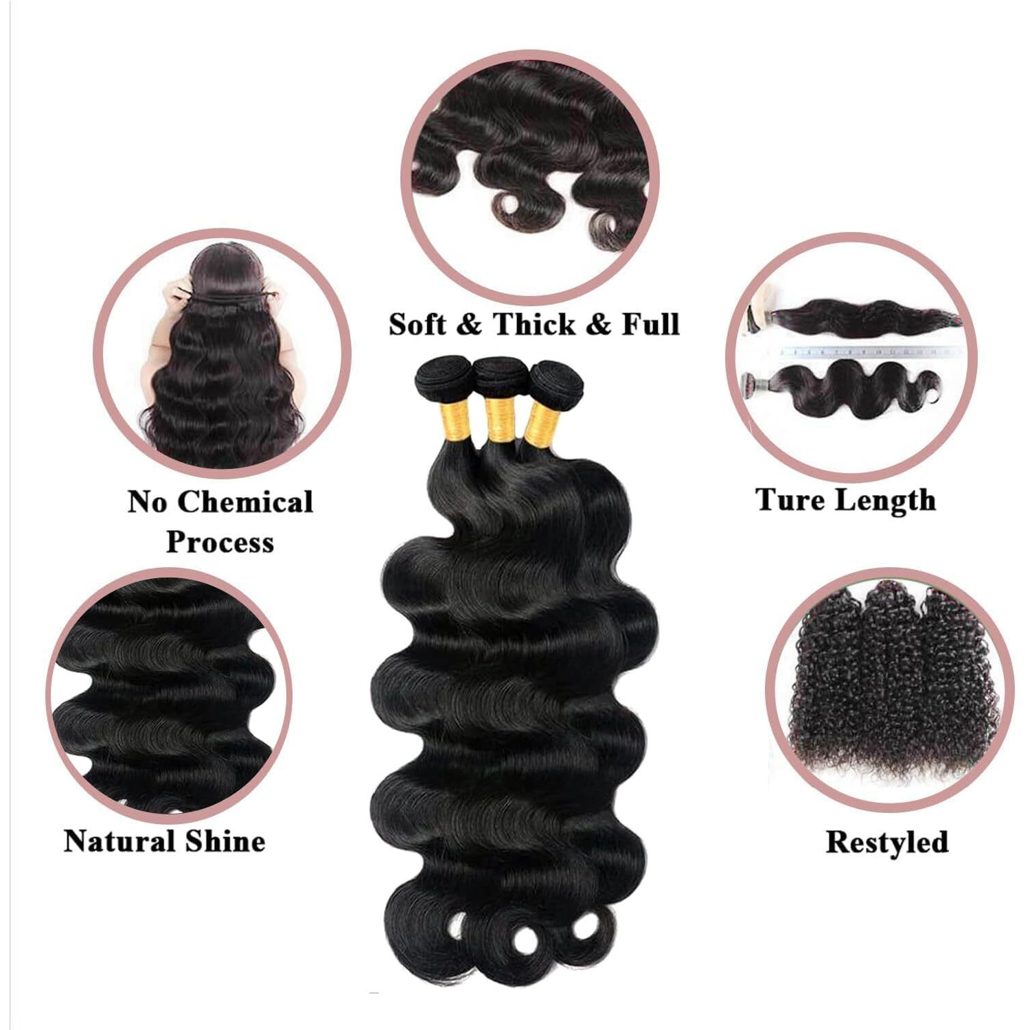 12A Body Wave Bundle Human Hair Extensions 12Inch Brazilian Human Hair Bundle Natural Black Hair Extensions