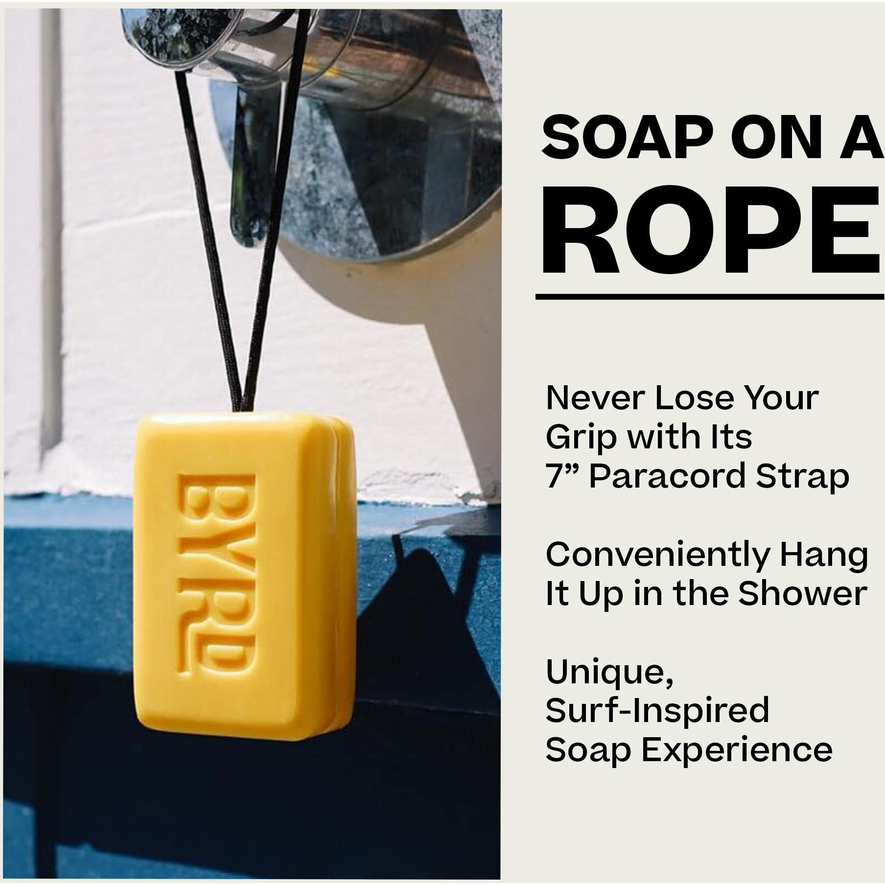 Byrd Hydrating Soap On A Rope - Daily Cleansing Face And Body Bar, With Shea Butter, Aloe Vera Gel And Sea Salt, 9 Oz