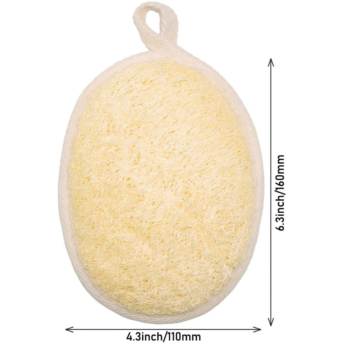 Texninc 2 Pack Natural Loofah Bath Exfoliation Body Scrubber & Shower Sponge, Eco-Friendly Biodegradable Exfoliating Scrubber For Women & Men, Beige