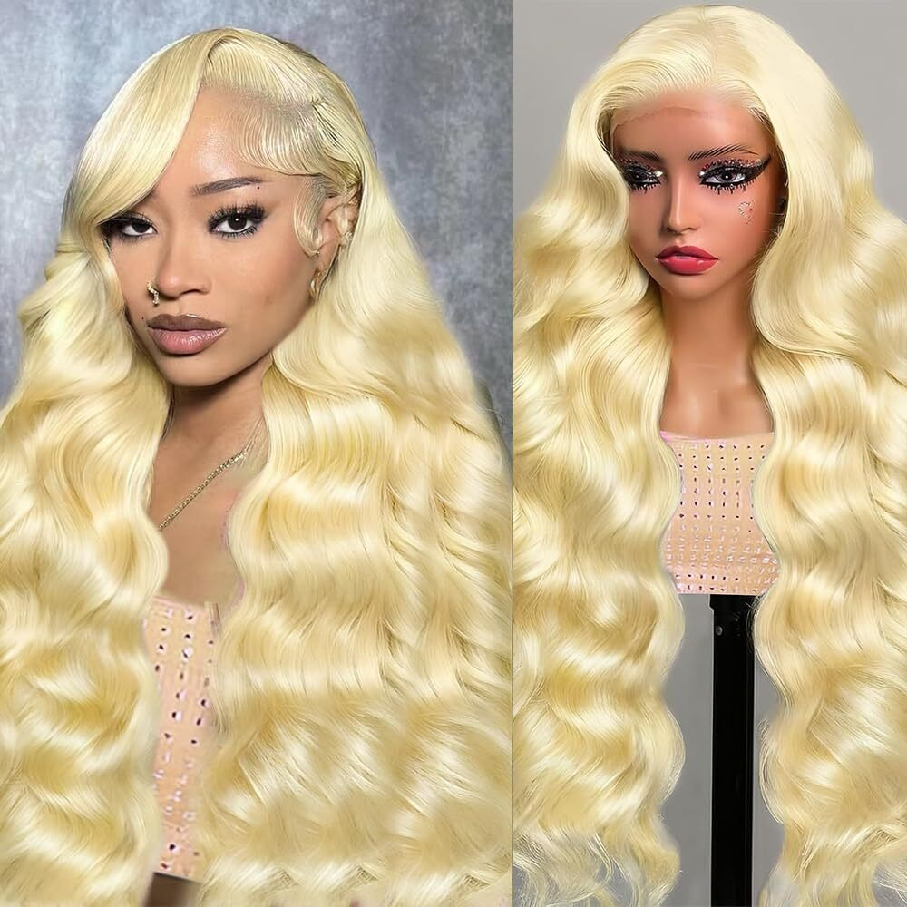 Belaved Lace Front Blonde Wigs Human Hair 30 Inch Real Human Hair 613 13X6 Hd Transparent Curly 180% Density Body Wave Pre Plucked Glueless Lace Frontal Wig For Women With Natural Hairline