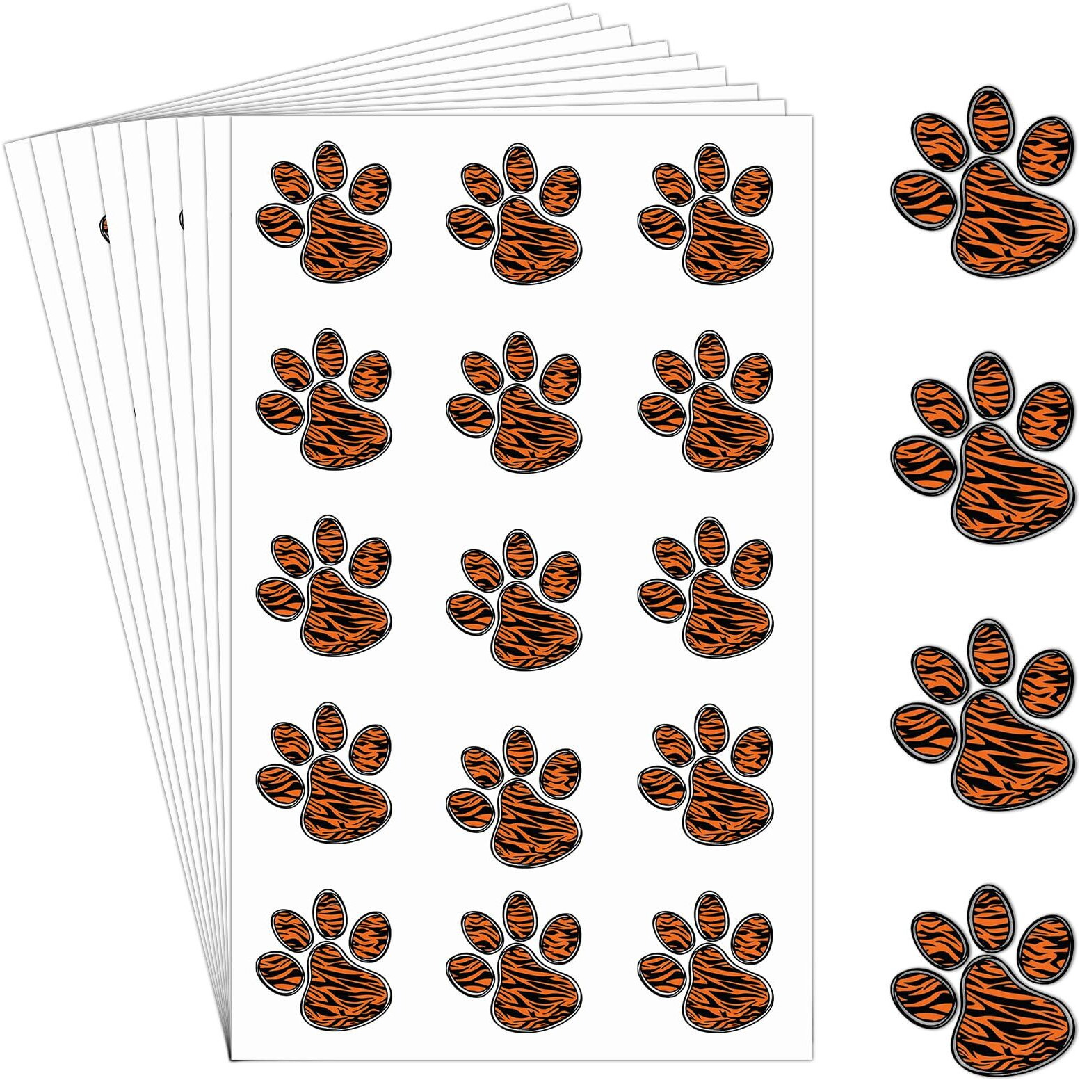 Harloon 20 Sheets 300 Pcs Paw Print Tattoos Temporary Paw Print Face Tattoos Dog Stickers Removable For Cheer Patrol Women Body Arm Foot(Tiger)