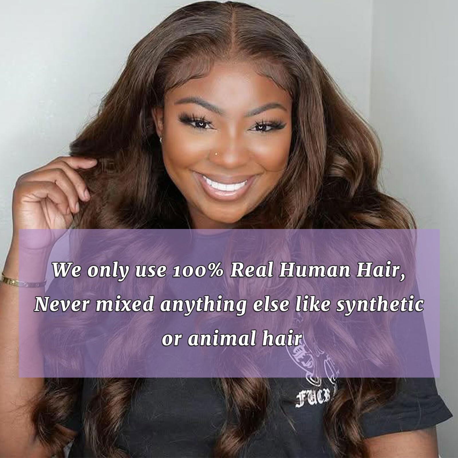 Dsekcain 4 Body Wave Bundles Human Hair Chocolate Brown Color Body Wave Bundle 100% Real Human Hair And True To Length 14 16 18 Inch 3 Pcs/Pack