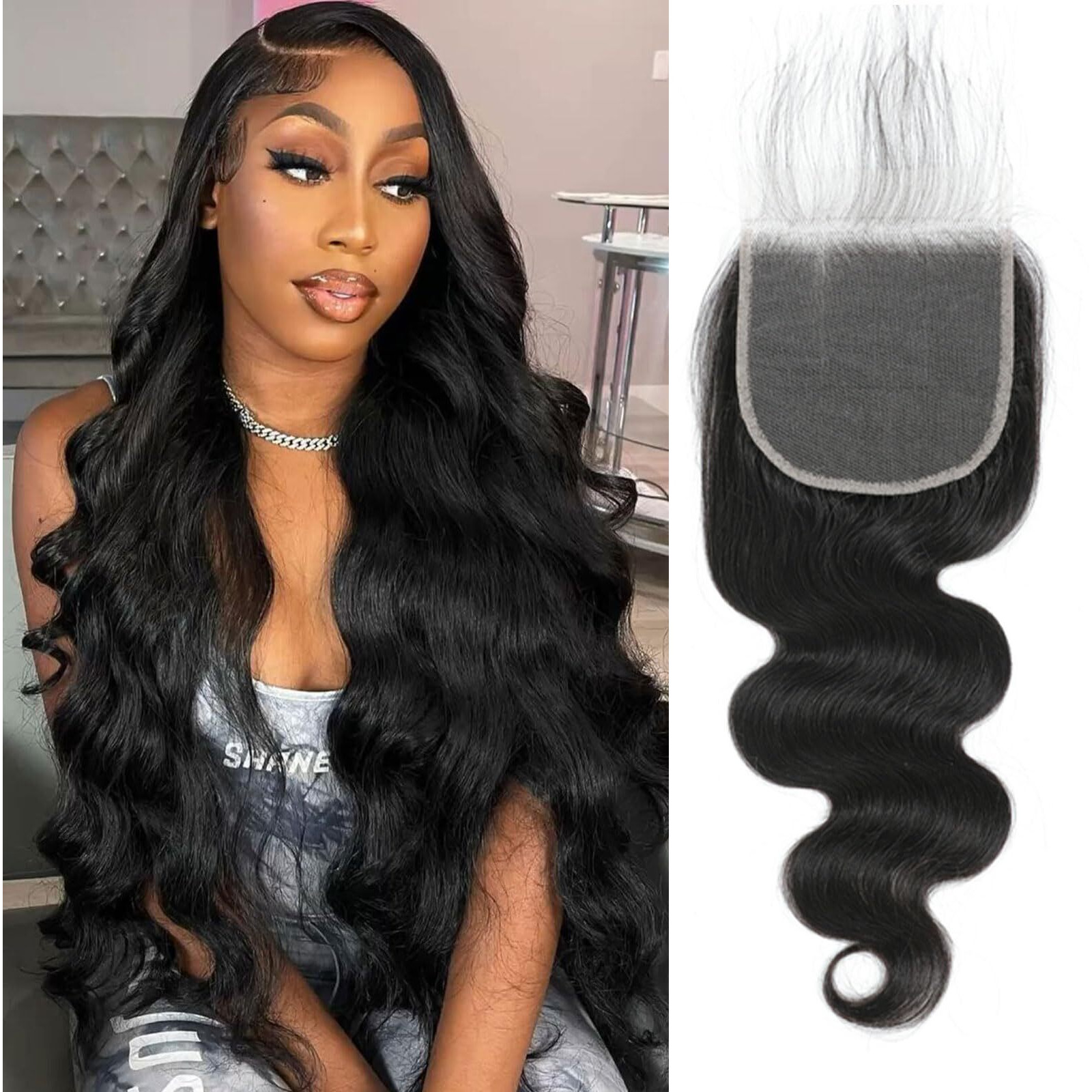 Hd Closure 5X5 Body Wave Transparent Lace Closure 16 Inch 12A Virgin Remy Human Hair Pre Plucked With Baby Hair Natural Black