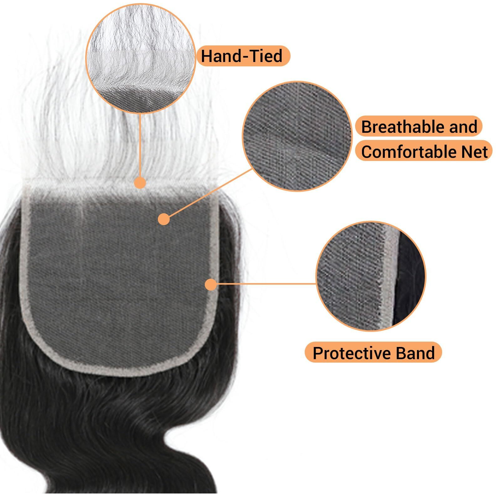 Hd Closure 5X5 Body Wave Transparent Lace Closure 16 Inch 12A Virgin Remy Human Hair Pre Plucked With Baby Hair Natural Black