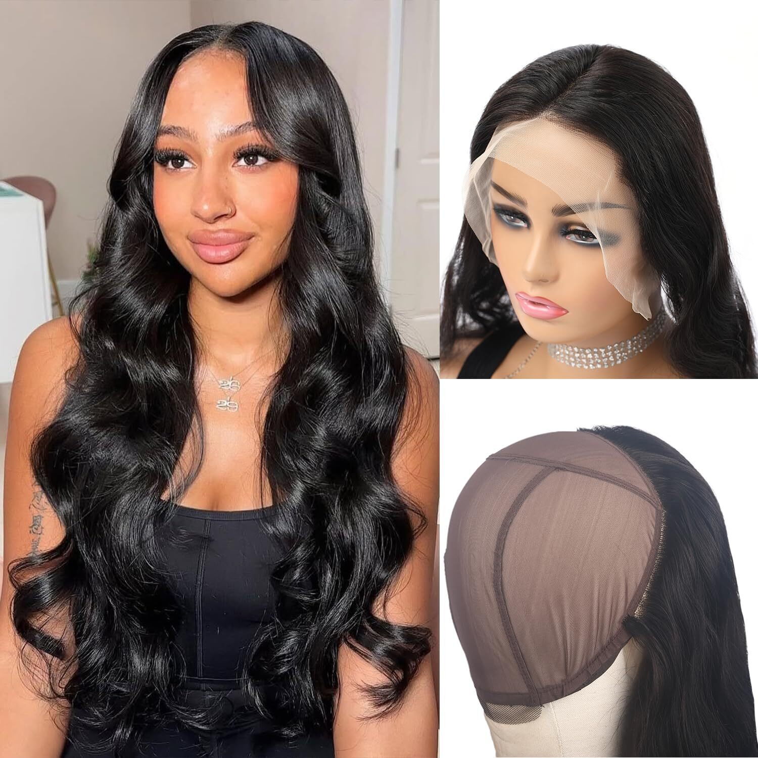 Einbeauty Pre-Sewn 13X4 Frontal Hd Lace With Elastic Cap - Body Wave Human Hair Frontal With Baby Hair, Bleach & Dye Friendly, Beginner Friendly 16 Inch Natural Black