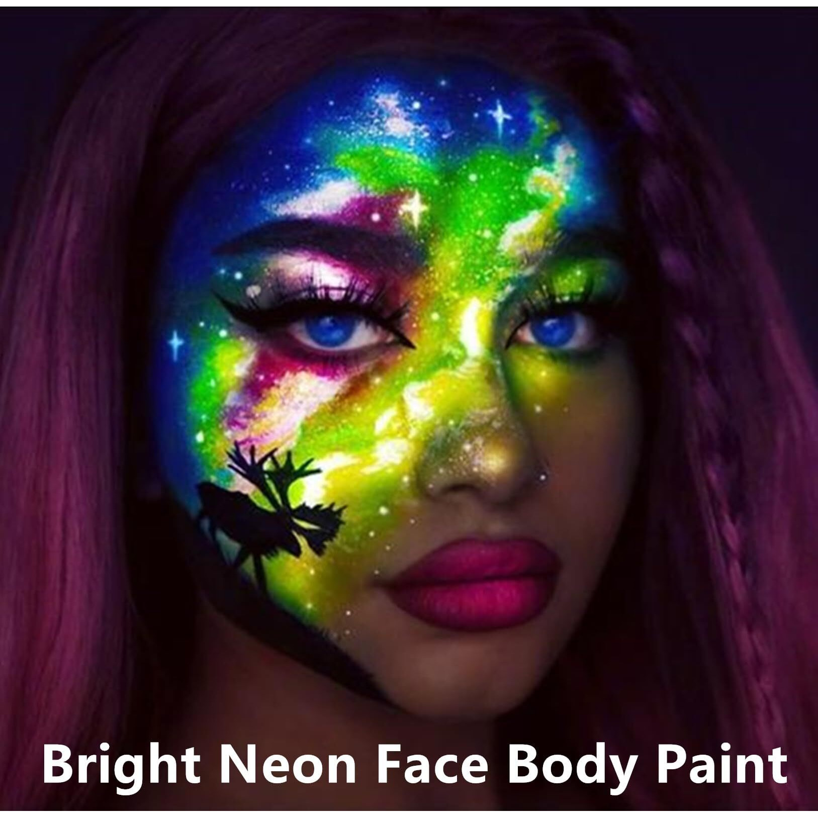 Go Ho Neon Yellow Body Paint Washable(2.37Oz,70Ml),Under Uv Blacklight Neon Face Paint,Water Based Neon Fluorescent Yellow Face Paint For Adults Children Sfx Cosplay Costumes Halloween Makeup