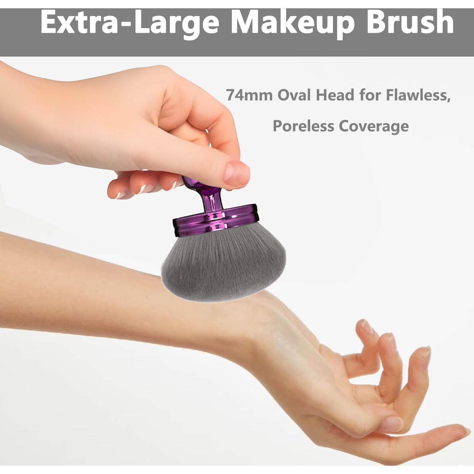 Body Makeup Brush Extra Large Oval Self Tanning Brush Multipurpose 74Mm Wide-Headed Self Tanner Kabuki Sunscreen Brush For Legs Body Sunless Tan Streak Free Applicator(Purple)