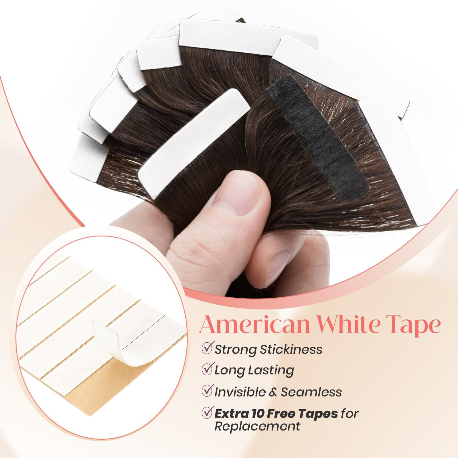 Elailite Wavy Tape In Hair Extensions Human Hair Body Wave Real Remy Hairpieces Dark Brown 16 Inch 50G 20Pcs Invisible Seamless Skin Weft Best Tape For Women