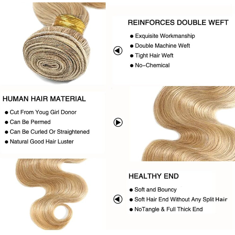 P27613 Bundles Ombre Body Wave Human Hair Bundle Highlgiht Blonde 3 Bundles 22 22 22 Inch Two Tone Honey Blonde Mixed With 613 Body Wave Bundle For Black Women