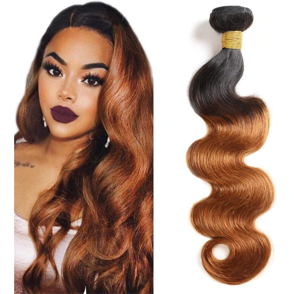 1B30 Ombre Body Wave Bundle Brown Human Hair Bundle 100% Unprocessed Virgin Hair Brazilian Double Weft Extensions Dark Brown Color 30 Inch For Women