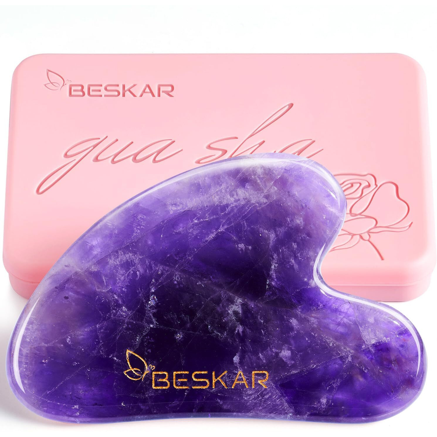 Beskar Gua Sha Facial Tools, Natural Jade Stone Guasha Massager For Jawline Sculpting, Tighten Face Skin And Reduce Wrinkles, Face Eyes Body Neck Massage Tool, Skin Care Gift