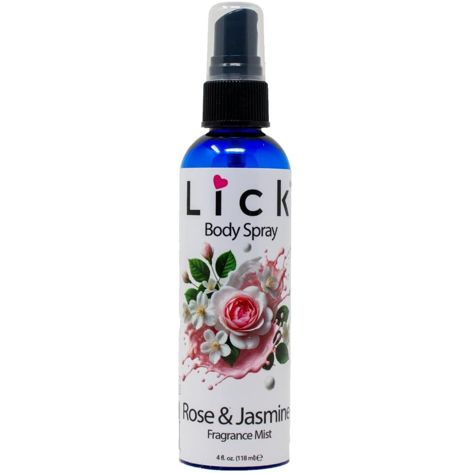 Lick Rose & Jasmine Scented Body Spray - Elegant Floral Fragrance Mist - 4 Fl Oz