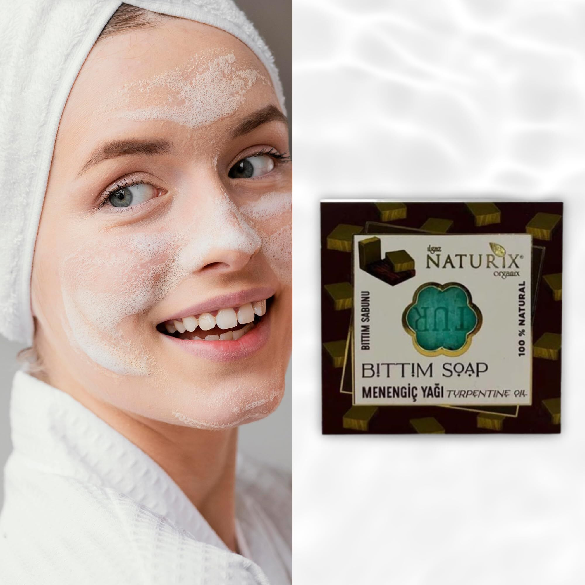 Limopa Organic Bar Soap Moisturizing Soap Made From Natural Oil | Hair Hand Face Body Bath Wash | Skin Care Cleanser Shampoo (Bittim And Terebinth Oil)