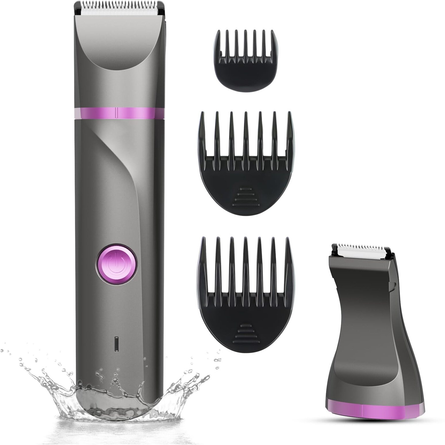 Pubic Hair Trimmer Women Bikini Trimmer Electric Shaver Razor For Bikini Armpit Legs Groin Hair Removal Body Hair Trimmer, Rechargeable Waterproof For Wet And Dry Use,Gray&Purple