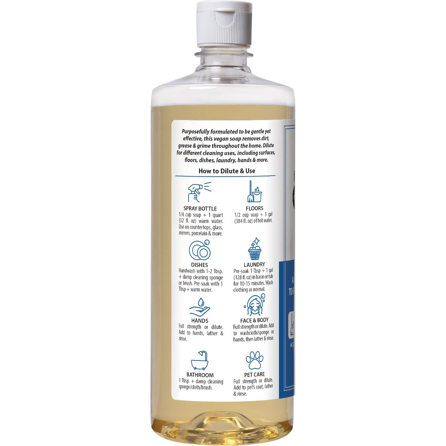 Harris Multi-Purpose Pure Castile Soap, Made With Olive, Coconut, And Pine Tree Oil, Uses For Face, Body, Hand, Hair, Home, Dishes, And Laundry, Peppermint, 32 Fl Oz
