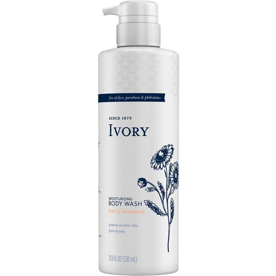 Ivory Sensitive Skin Moisturizing Body Wash, Hint Of Chamomile, 17.9 Fl Oz (Pack Of 4)