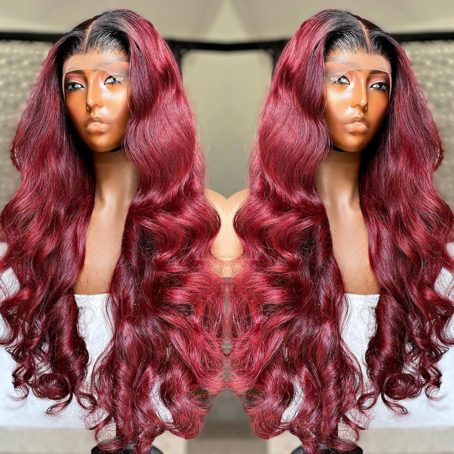 Baiics 250% Density 1B 99J Burgundy Lace Front Wigs Human Hair Red Burgundy Wig Human Hair 13X6 Hd Body Wave Lace Front Wigs Human Hair For Women Burgundy Ombre Lace Front Wig Human Hair
