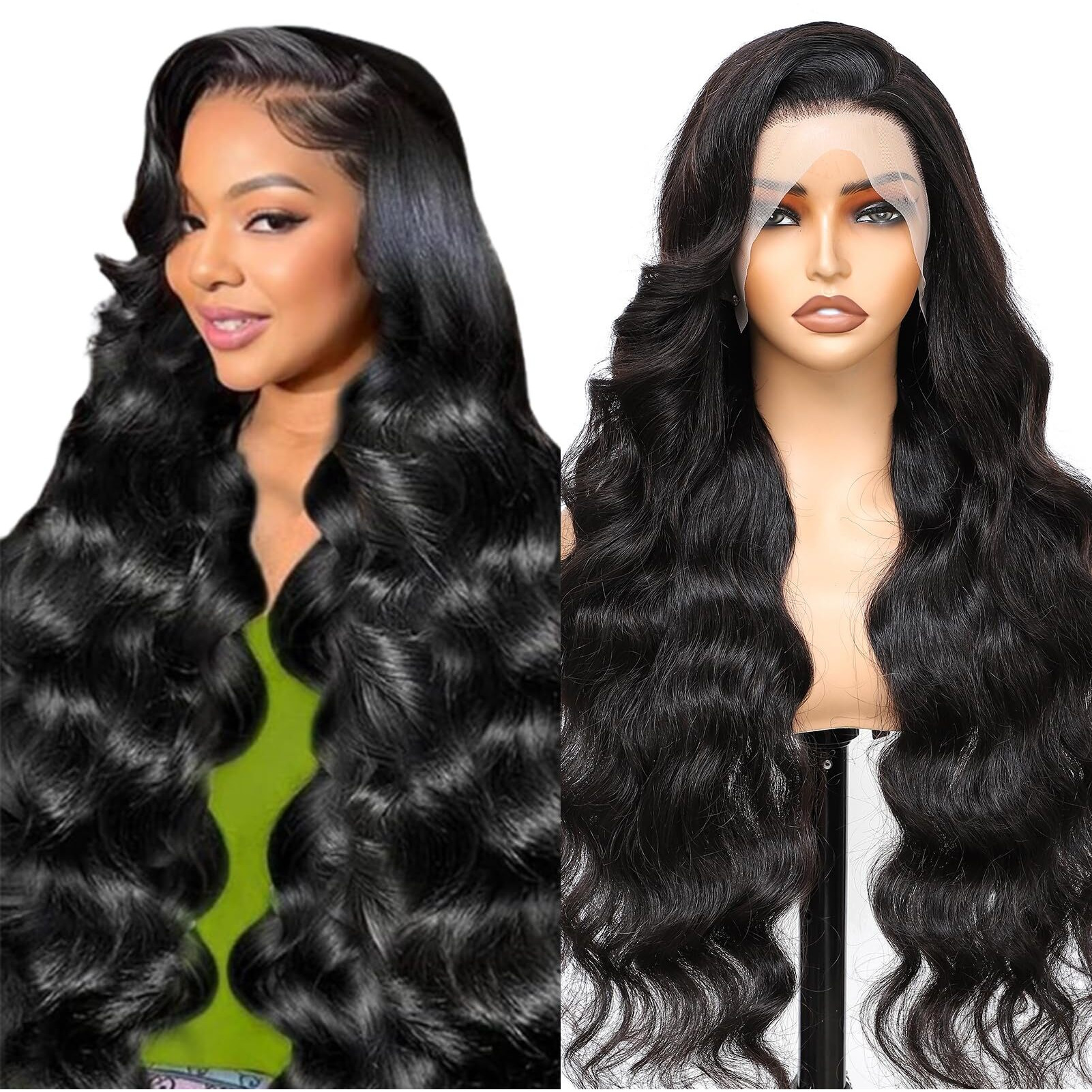 Body Wave Lace Front Wigs Human Hair 13X4 Hd Lace Frontal Body Wave Human Hair Wig For Women 180% Density Brazilian Virgin Hair Pre Plucked Glueless Body Wave Wig Natural Black 32Inch
