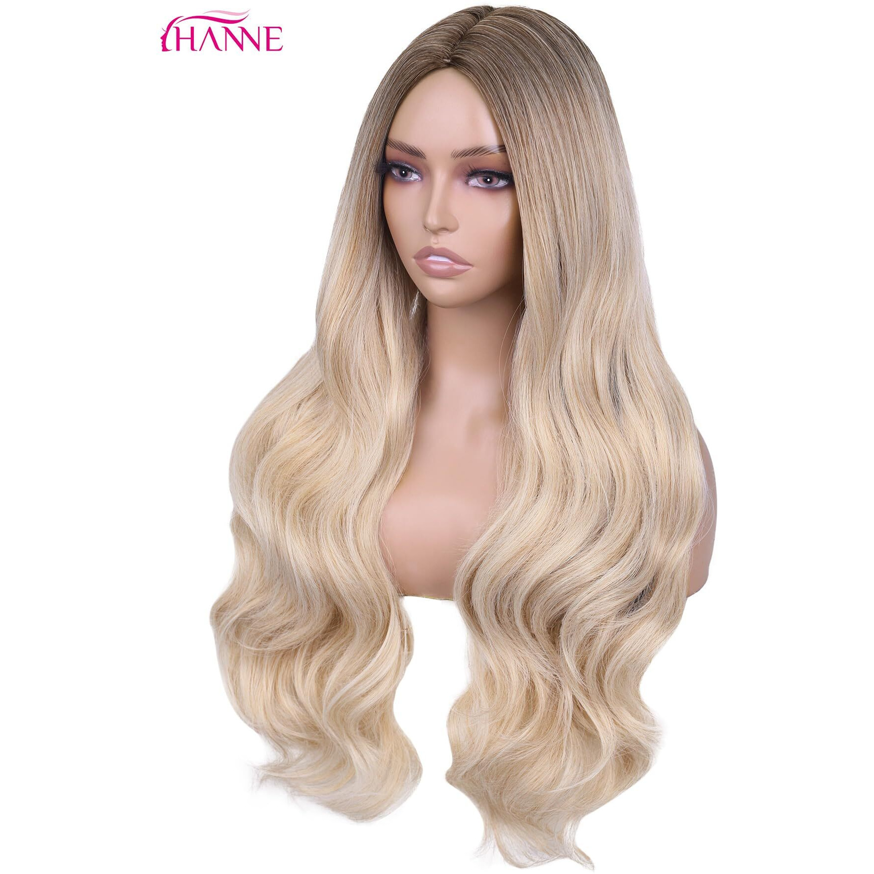Hanne Ash Blonde Wig For Women 26 Inch Synthetic Wig Heat Resistant Long Body Wavy Blonde Wigs For Women (Ash Blonde)