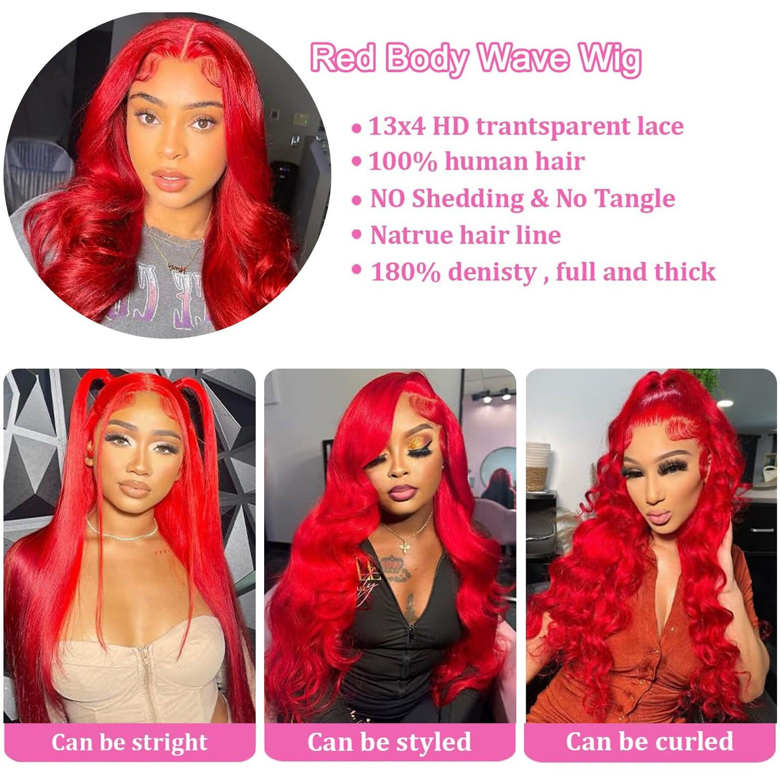 Dorashion Red Lace Front Wigs Human Hair 13X4 Hd Transparent Body Wave Lace Front Wig 32 Inch Pre Plucked Colored Red Glueless Lace Frontal Hair Wig For Women