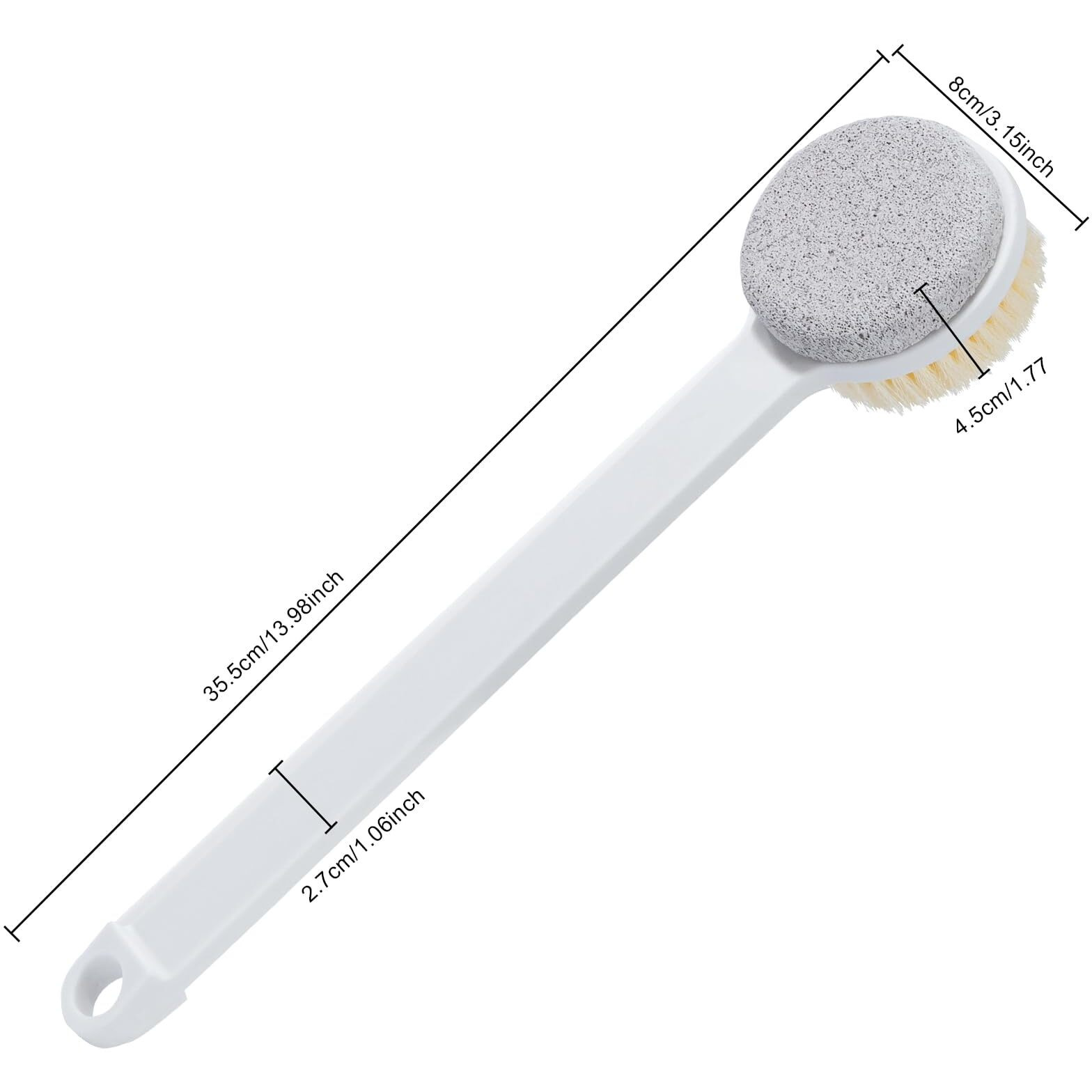 Beomeen 2 Pcs Pumice Stone For Feet And Body Brush With Long Handle, Hard Skin Callus Remover, 2 In 1 Foot Scrubber, Back Scrubber For Shower Deep Cleansing And Exfoliating (Straight)