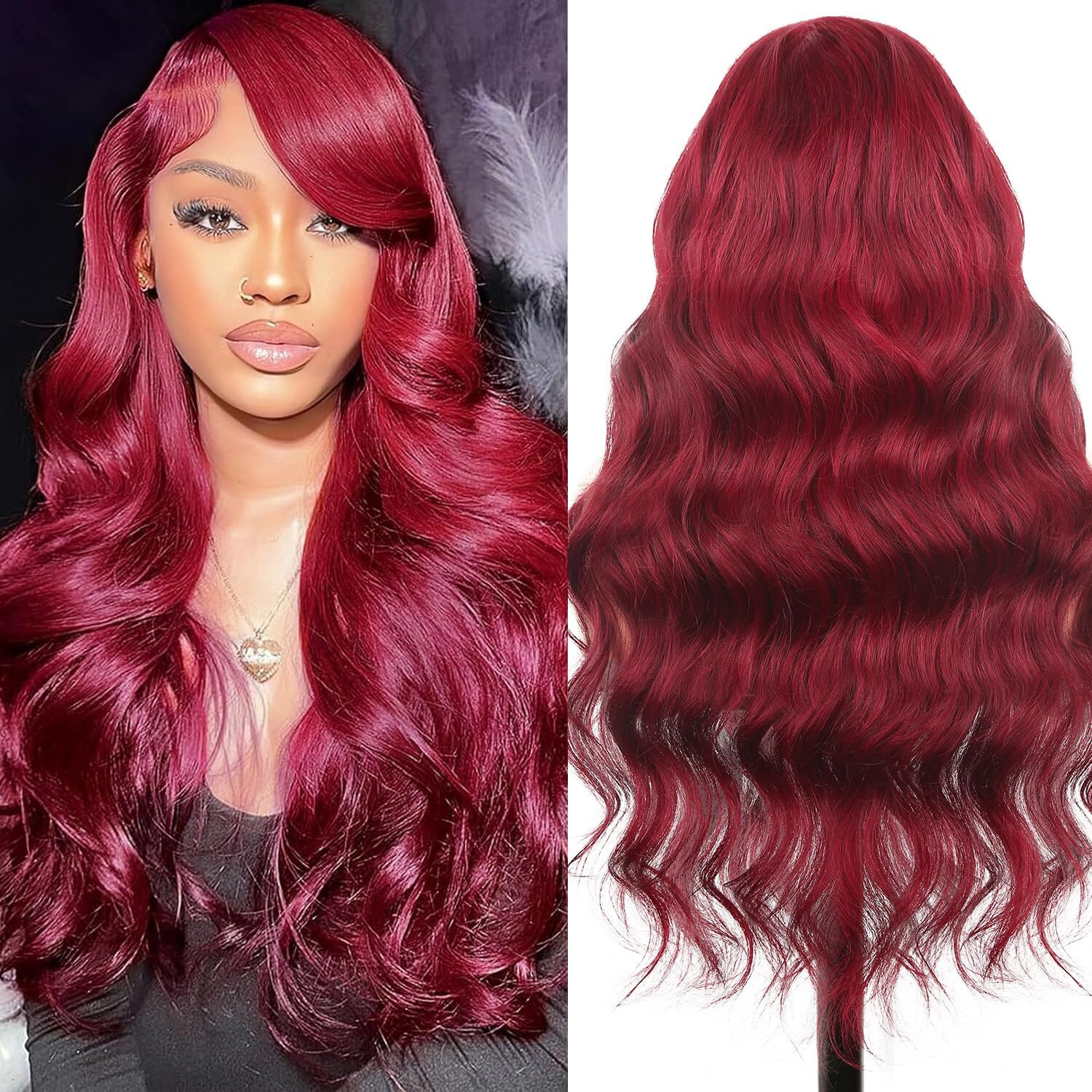 Kesenmu 99J Burgundy Lace Front Wigs Human Hair,13X6 Hd Body Wave Burgundy Lace Frontal Wigs Human Hair Pre Plucked With Baby Hair,210% Density Colored Wine Red Wig Human Hair For Women 20 Inch