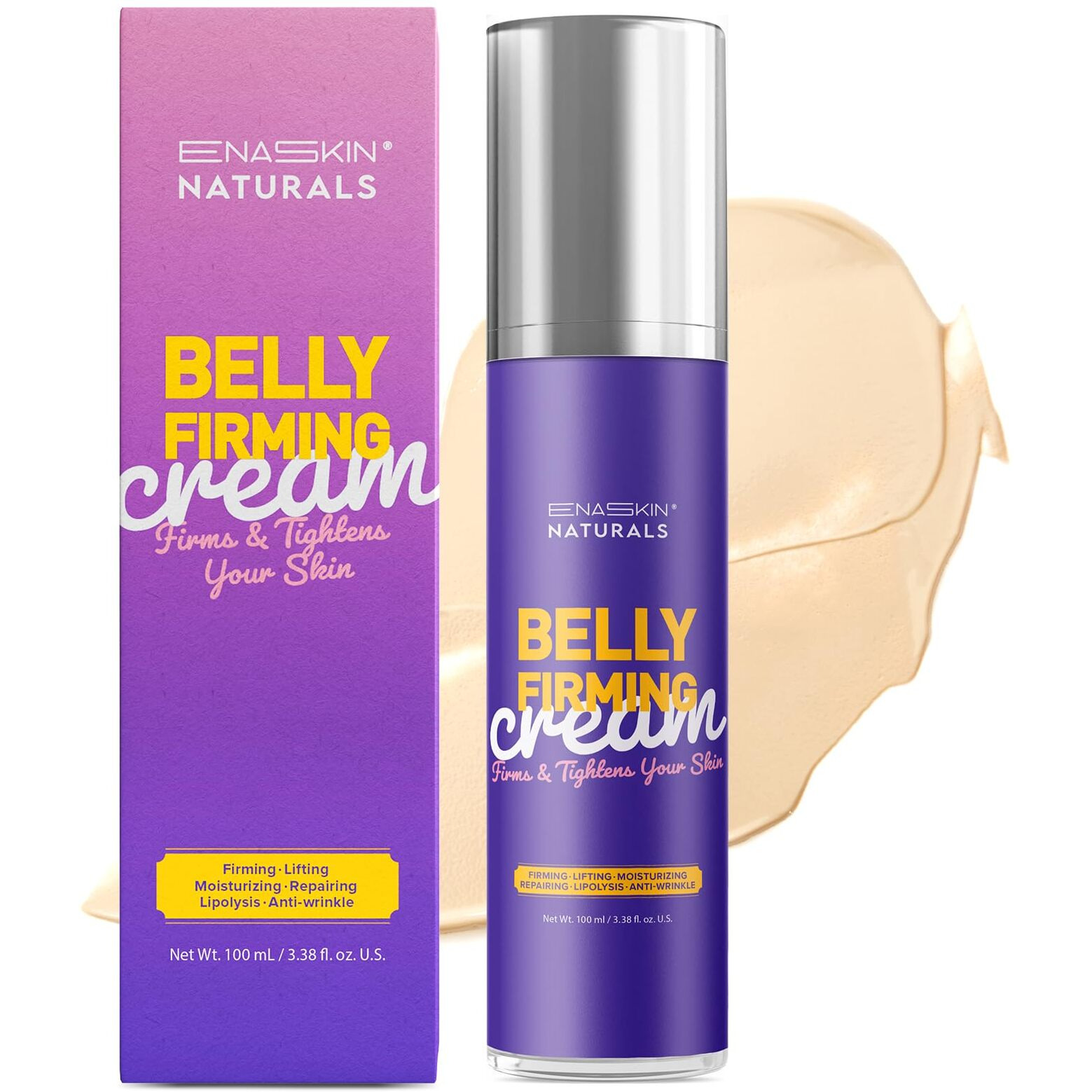 Belly Firming Cream B Flat Skin Tightening Cream , Cellulite & Stretch Mark Reduction & Tummy Hips Cream & Body Firming For Stomach & Thighs & Arms - 3.38 Fl Oz