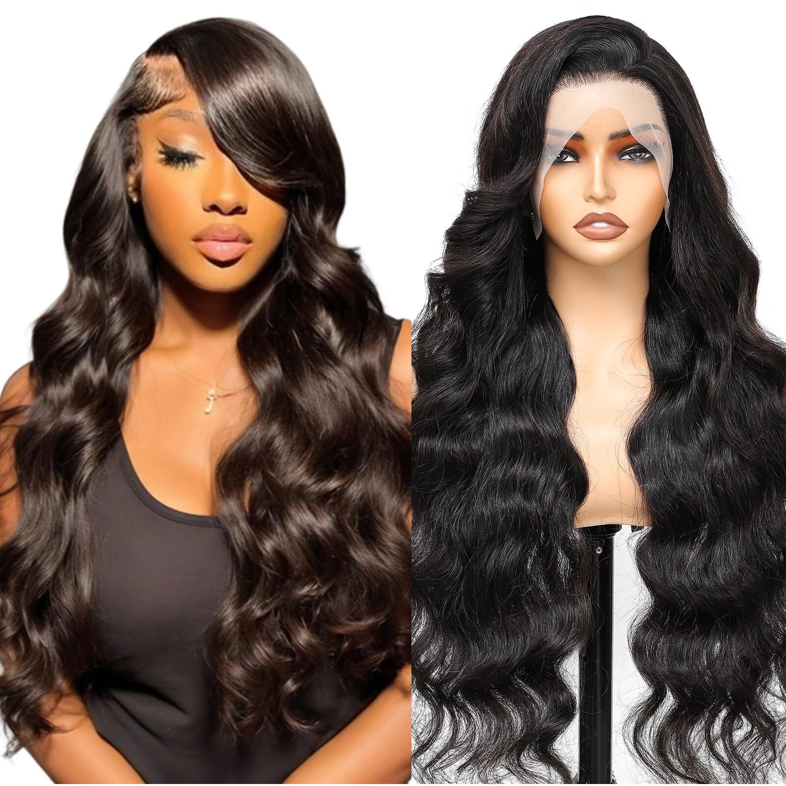 Body Wave Lace Front Wigs Human Hair 13X4 Hd Lace Frontal Body Wave Human Hair Wig For Women 180% Density Brazilian Virgin Hair Pre Plucked Glueless Body Wave Wig Natural Black 26Inch