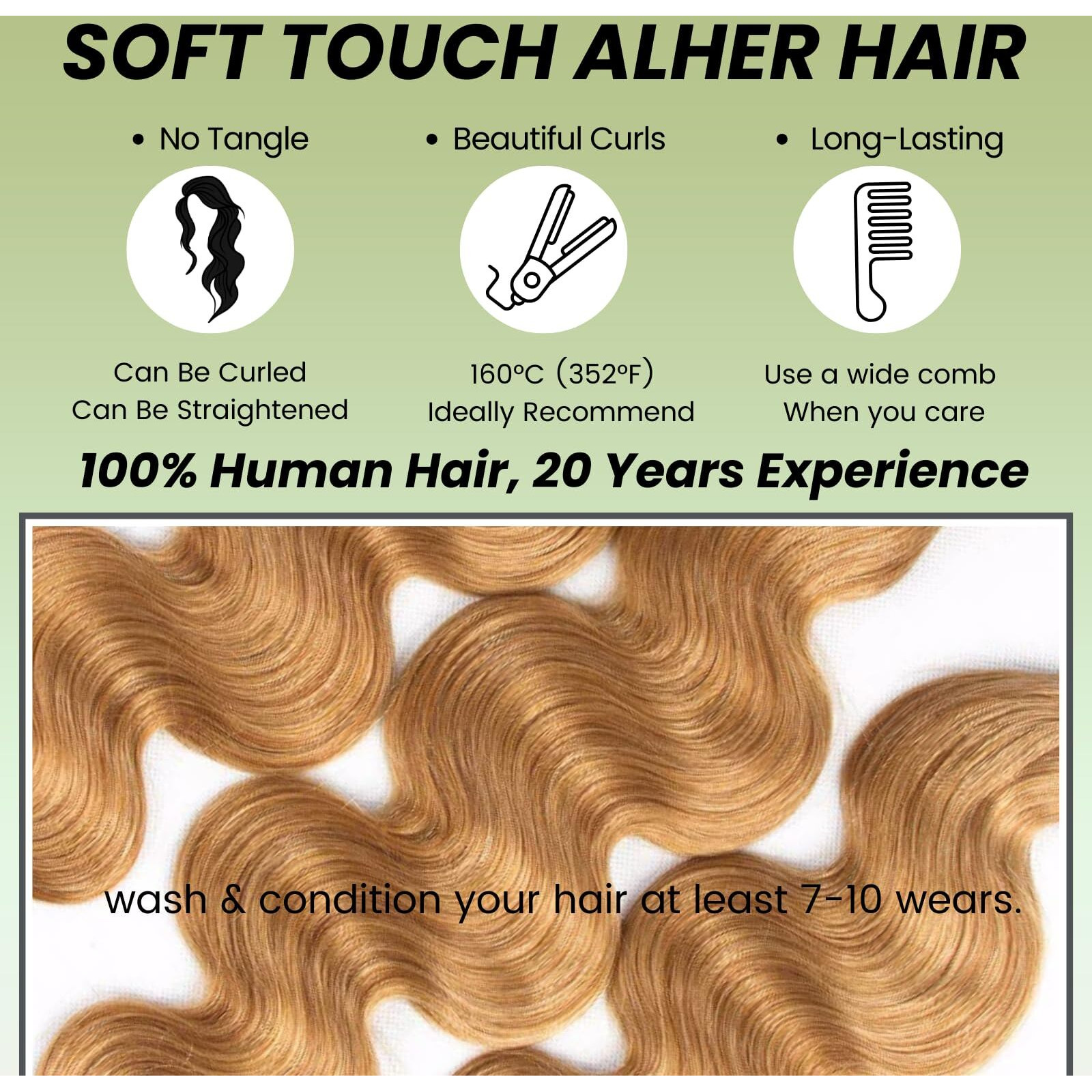 Alher Color 27 Honey Blonde 4X4 Closure 16 Inch Human Hair, 12A 4X4 Hd Closure Wavy Sun-Kissed Vibe Light Brown Free Part Melt Pre Plucked With Baby Hair, 100% Virgin Remy Real Human Hair