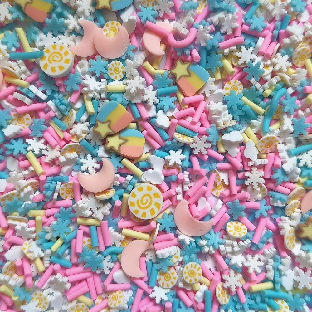 40G Mini Moon And Sun Fimo Polymer Slices Art Design Charms Supplies Slices Clay Diy Craft (Moon & Sun)