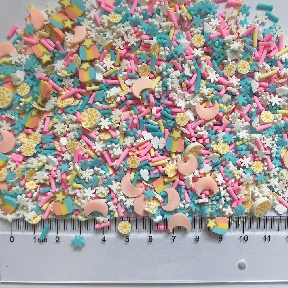 40G Mini Moon And Sun Fimo Polymer Slices Art Design Charms Supplies Slices Clay Diy Craft (Moon & Sun)