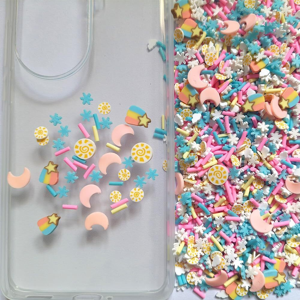 40G Mini Moon And Sun Fimo Polymer Slices Art Design Charms Supplies Slices Clay Diy Craft (Moon & Sun)