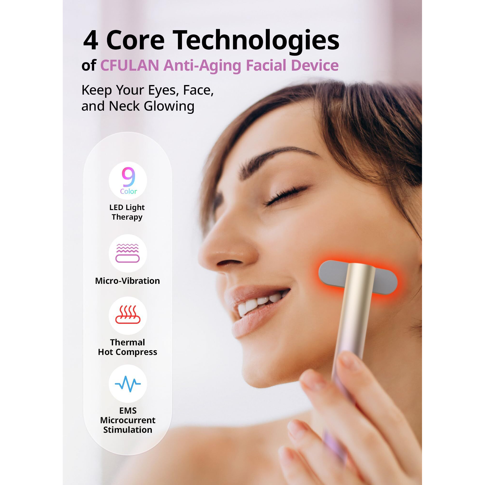 Red-Light-Therapy-For-Face,9 In 1 Led Light Therapy Eye Equipment For Skin Care, Red Light Therapy Face Massager Eye Beauty Skincare Rejuvenation Tool Microcurrent Facial Device Gift For Women At Home